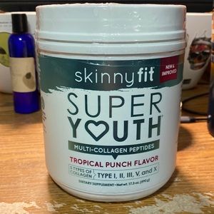 Super youth by skinny fit. Multi-collagen peptides. Tropical punch flavor